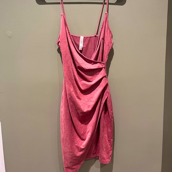 New Pink Suede Dress Mini Sleeveless Date Night Cocktail Spring Summer - Picture 2 of 11